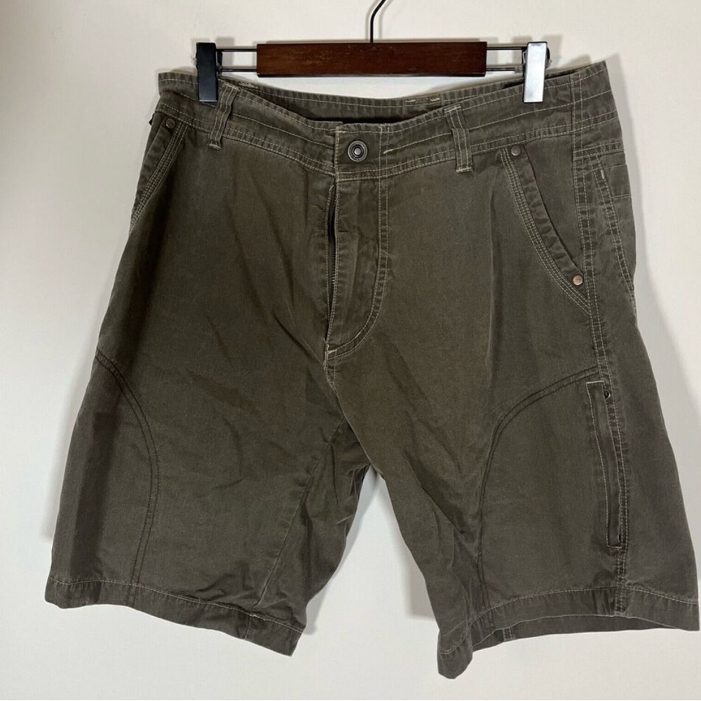 KUHL Mens Size 32 Vintage Patina Dye Cotton Nylon Blend Cargo Shorts Hiking